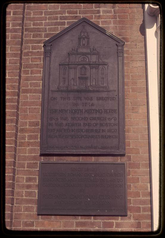 Plaques on St. Stephen's Church, Hanover St, North End Boston, formerly New North (Unitarian) Church
