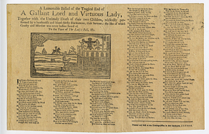 A lamentable ballad of the tragical end of a gallant lord and virtuous lady : together with the untimely death of their two children, wickedly performed by a heathenish and blood-thirsty blackamoor, their servant ... : to the tune of, The lady's fall, &c.