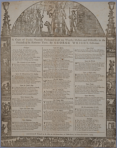 A copy of verses humbly presented to all my worthy masters and mistresses in the precinct of St. Katherines Tower /