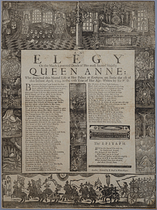An elegy on the much lamented death of her most sacred Majesty Queen Anne : who departed this mortal life at her palace at Kensington on Sunday the 1st of the of this instant August, 1714, in the 50th year of her age /