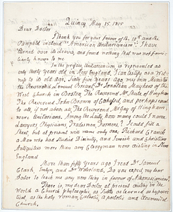 John Adams letter to Jedediah Morse