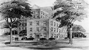 Print of a drawing of the Roper Center addition to Steston Library