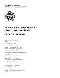 Springfield College School of Human Services Graduate Catalog 2003-2004