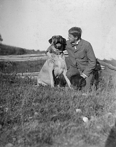 Zeta Psi member and dog, 1897