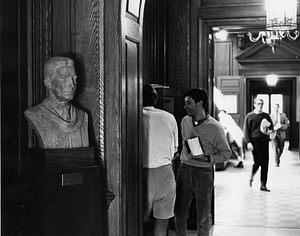 Bust of Williams President Tyler Dennett in Stetson Library