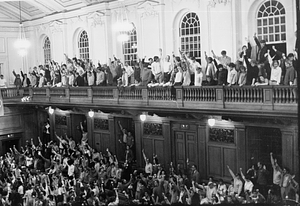 Protesting students in Chapin Hall, 1970