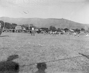 Shadows of spectators at a Weston Field football game