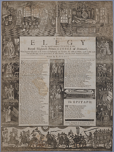 A new elegy on the much lamented death of His Royal Highness Prince George of Denmark, who departed this life at the Palace of Kensington, on Thursday the 28th of October, 1708, in the 55th year of his age, to the great grief of Her Majesty, and the whole nation in general /