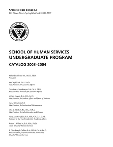 Springfield College School of Human Services Undergraduate Catalog 2003-2004