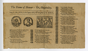 The dame of honour, or, Hospitality : sung by Mrs. Willis in the opera call'd The kingdom of the birds.