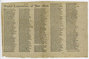 The woeful lamentation of Jane Shore.