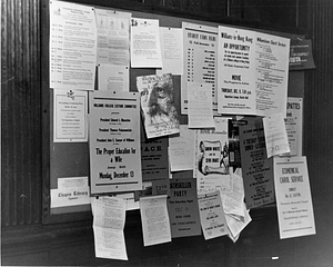 Bulletin board in Stetson Library