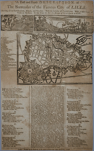 A full and exact description of the surrender of the famous city of Lille : shewing all its fortifications, attacks, and beaches : with the articles of capitulation : with a new copy of verses on the same : to the tune of For the honour of great Queen Anne.