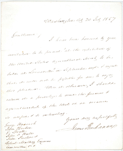 James Buchanan letter to George Hancock and others