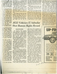 Washington Post article, "ACLU Criticizes El Salvador Over Human Rights Record" and excerpts from a Joint Report on Human Rights in El Salvador