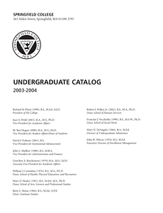 Springfield College Undergraduate Bulletin 2003-2004