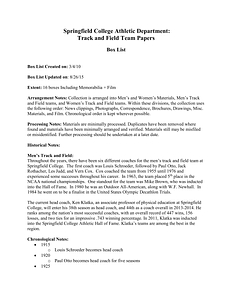 Box List: Springfield College Track and Field Team Records