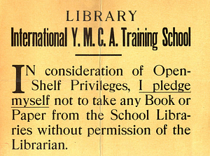 Library Pledge Sign, 1898?