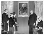 Attendees at the portrait unveiling of Suffolk University President Dennis C. Haley (1960-1965), photograph, October 26, 1967