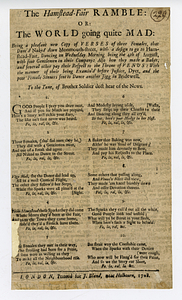 The Hamstead-Fair ramble, or, The world going quite mad : being a pleasant new copy of verses of three females that danc'd naked down Monmouth-street, with a design to go to Hamstead-Fair ... : to the tune of, Brother soldier dost hear of the news.