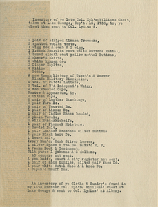 Number 44: Inventory of Ephraim Williams Jr.'s Effects from September 15, 1755